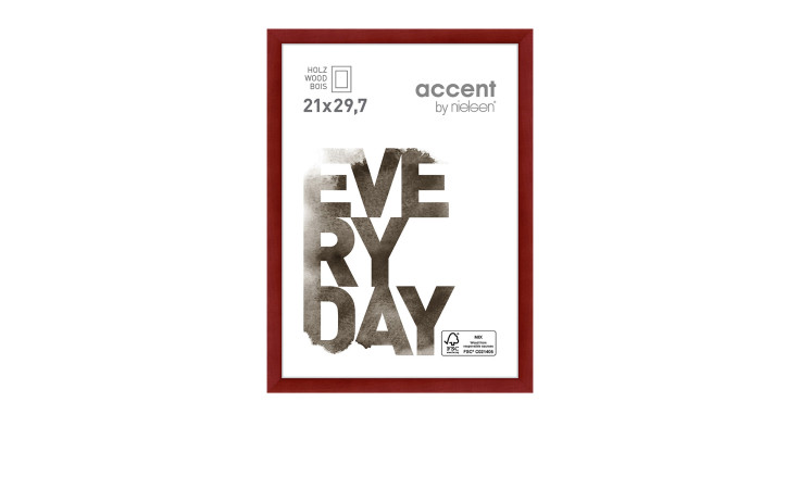 Holz-Bilderrahmen Zoom 21 x 29,7 cm in rot.