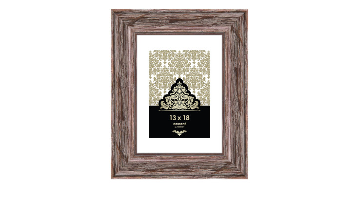 Bilderrahmen Vintage 13 x 18 cm mit einem braunen Holzrahmen und transparentem Glas.