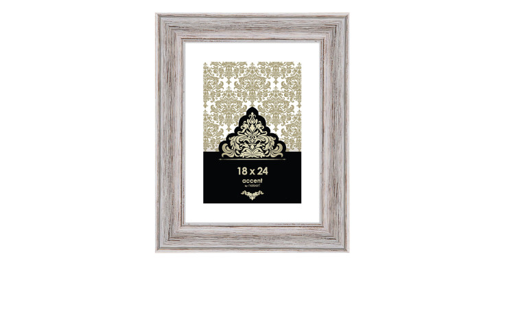 Bilderrahmen Vintage 18 x 24 cm mit einem weiß / braunen Holzrahmen und transparentem Glas.