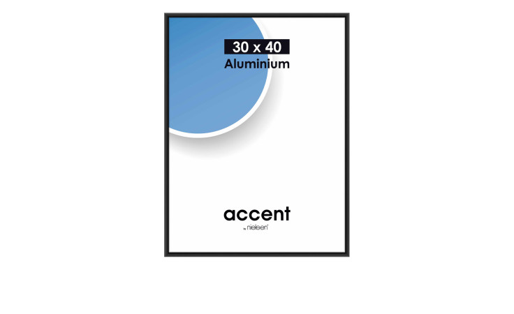 Bilderrahmen 30 x 40 cm mit einem schwarzen Aluminiumrahmen und transparentem Glas.