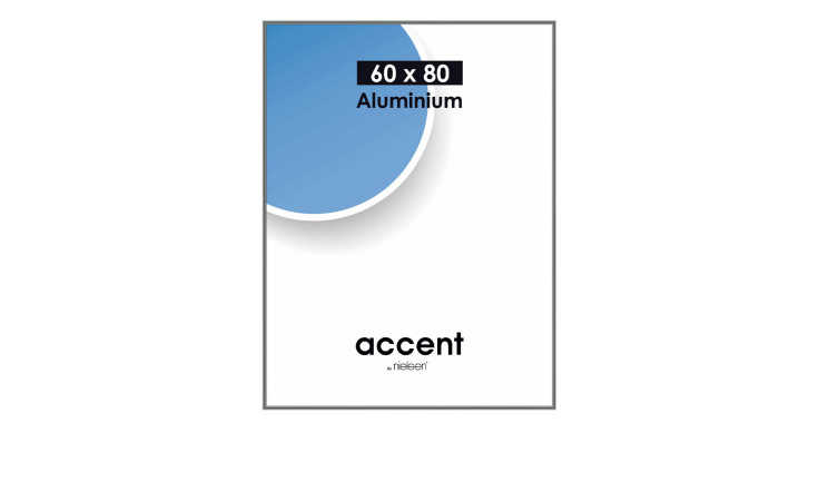 Bilderrahmen Accent 60 x 80 cm in grau mit einem Aluminiumrahmen und transparentem Glas.