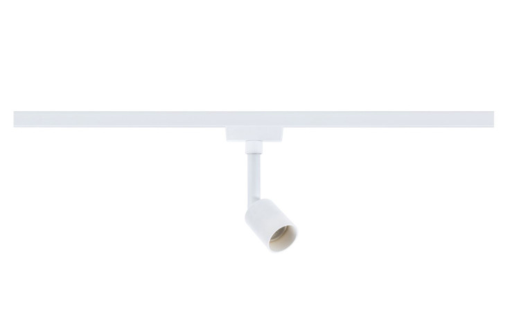 Die Spot Salt URail 11 cm ist eine weiße Deckenschienenleuchte mit einem verstellbaren, nach unten gerichteten Kunststoffstrahler.