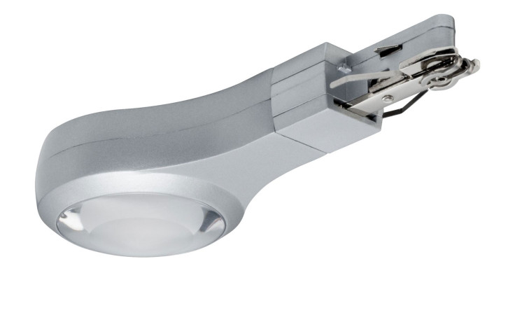 LED-Endkappe URail 14 cm in silberfarben auf weißem Hintergrund.