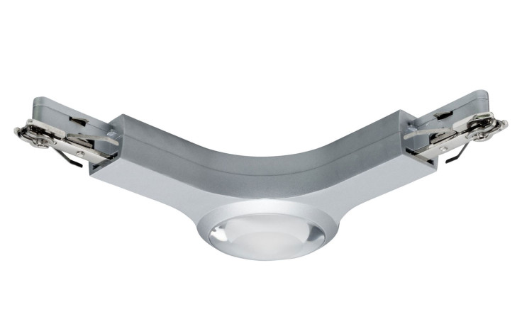 LED-L-Verbinder URail 14 cm, silberfarben, metallisch, mit LED und Leuchtmittel inklusive.