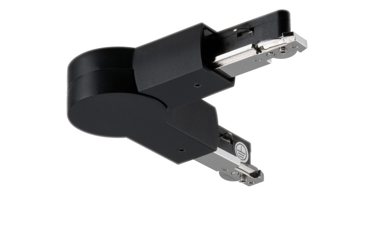 Ein Gelenk-Verbinder URail 15 cm, schwarz, aus Kunststoff und Metall, mit einem einzigartigen Doppelarm-Design.