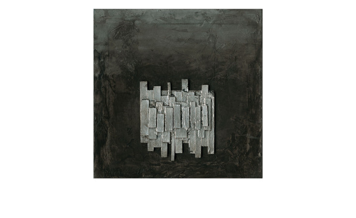 Handpainting 40 x 40 cm in schwarz / silber, Abstrakte Kunst