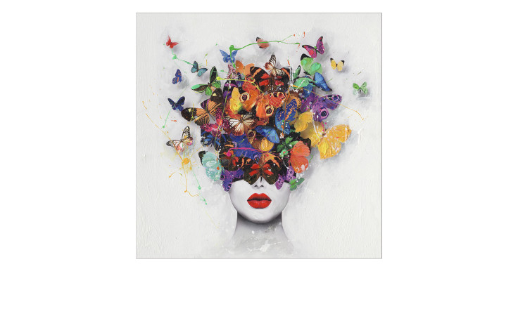 Handpainting Co Co 40 x 40 cm, Frau mit Schmetterlingen