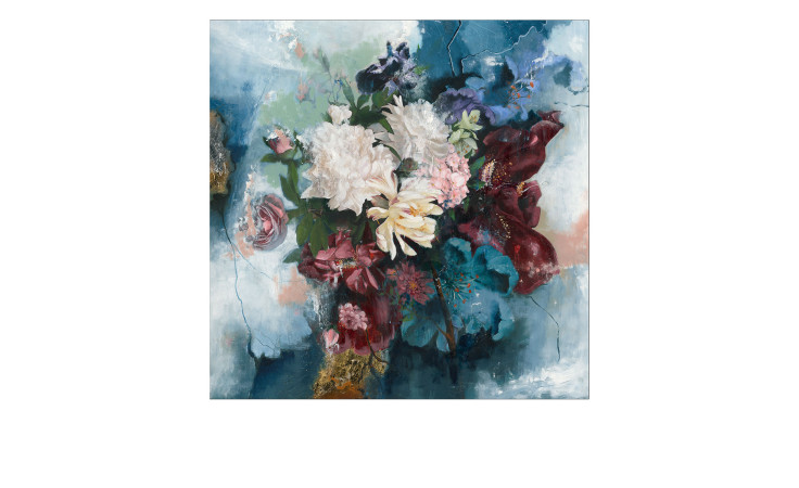 Handpainting 100 x 100 cm, Blumen
