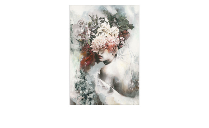 Handpainting 70 x 100 cm, Frau mit Blumen