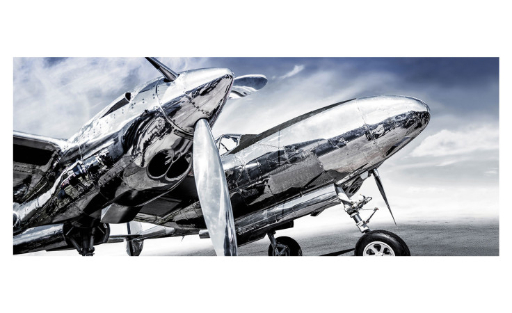 Glasbild Blue Sky 50 x 125 cm, Flugzeug