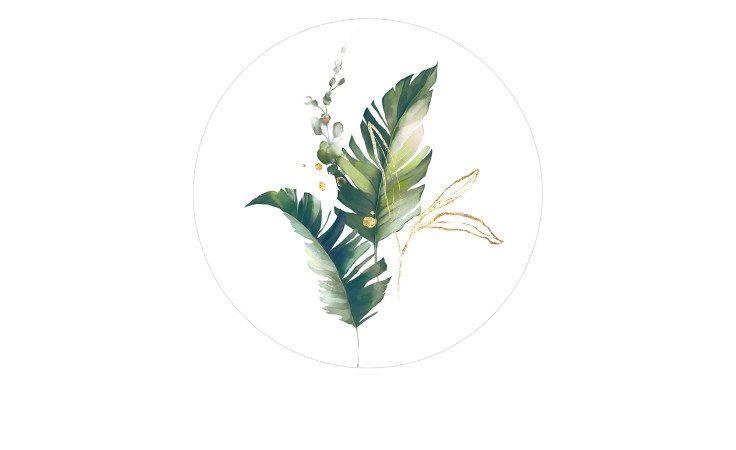 Glasbild Watercoloured Palm Leaves 30 cm. Glasbild mit dem Thema - Palmenblätter.