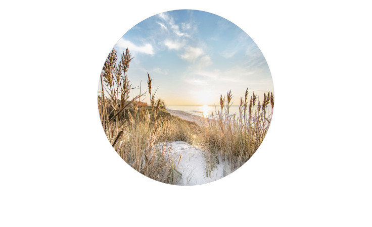 Glasbild Wilder Strand mit 30 cm Durchmesser. Glasbild mit dem Thema - Strand.