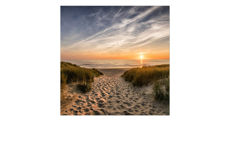 Glasbild Weg zum Strand 20 x 20 cm. Glasbild zu dem Thema - Strand und Meer.