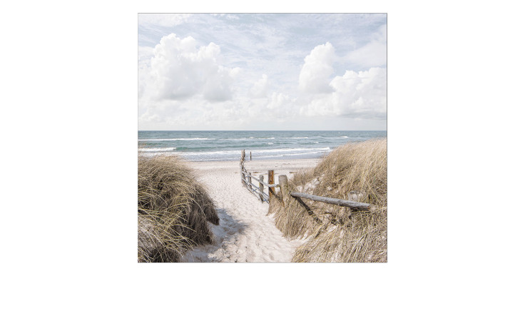 Glasbild Way To Beach 20 x 20 cm. Glasbild mit dem Thema - Strand und Meer.