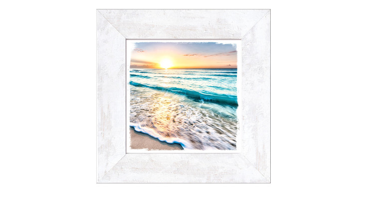 Rahmenbild Horizon 44 x 44 cm. Rahmenbild mit dem Thema - Strand und Meer.