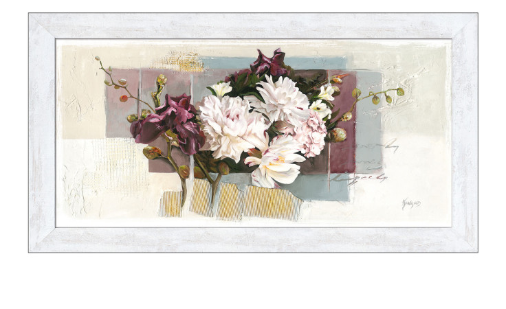 Rahmenbild Ornaments with Peonies 69 x 129 cm. Rahmenbild mit dem Thema - Blumen. 