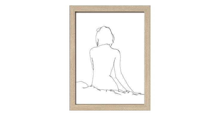 Minimalistische Strichzeichnung einer Frau, 33x43 cm von Pro-Art, in Glas mit holzfarbenem Rahmen.