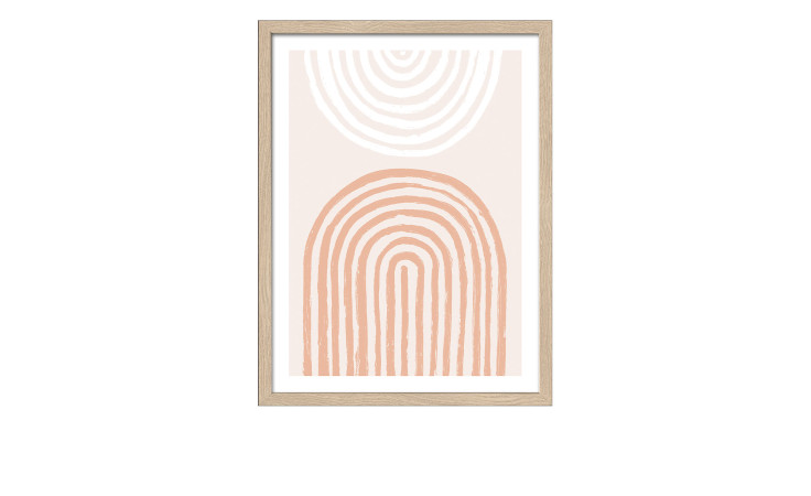 Minimalistisches Wandbild "Rahmenbild Shapes of the Earth" von Pro-Art, 33x43 cm, mit zwei abstrakten Bögen im Holzrahmen.