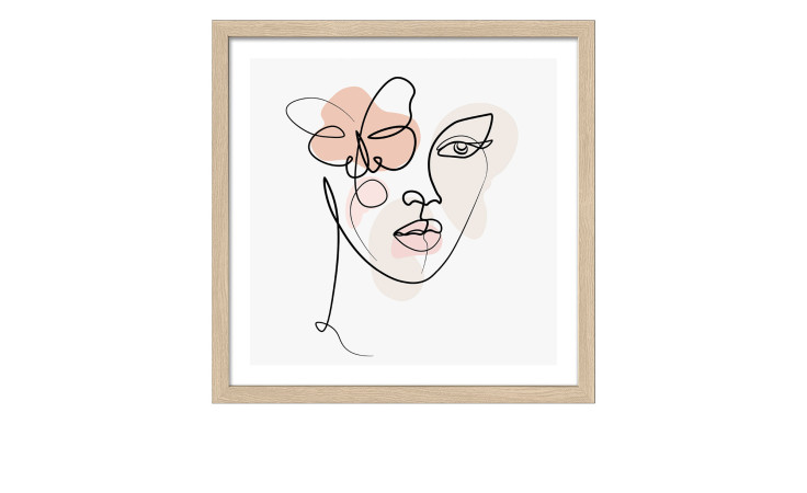 Pro-Art Rahmenbild Line Art Gesichter 33 x 33 cm: Abstrakte Gesichtszeichnung in einem Holzrahmen für einen modernen Akzent.