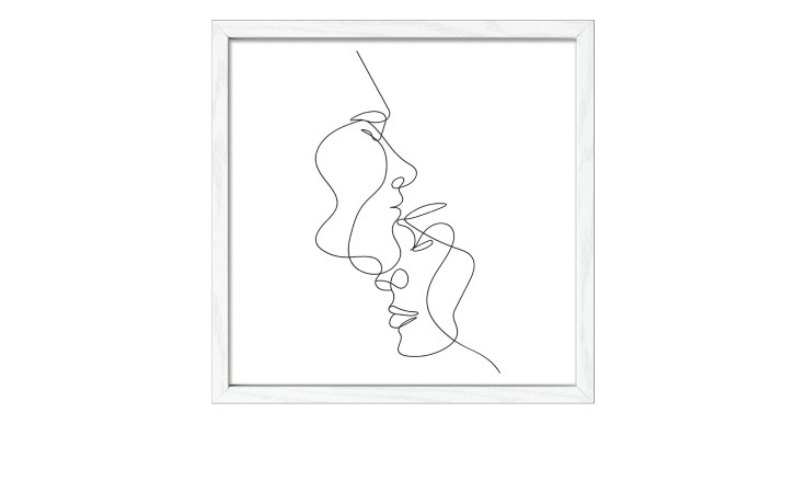 Minimalistisches "Rahmenbild Line-Art-Faces" (33x33 cm) von Pro-Art in weißem Rahmen mit Glas auf weißem Hintergrund.