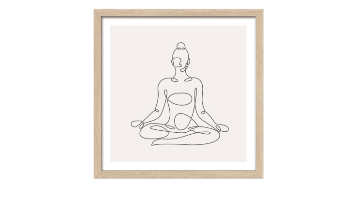 Minimalistisches Strichbild einer meditierenden Person in Yogastellung, gerahmt im Pro-Art Rahmenbild Relax 33 x 33 cm.