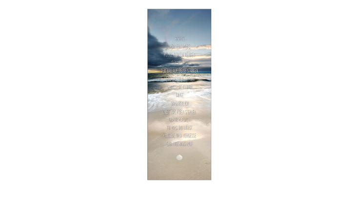 Vertikales Bild von "Leinwandbild Geh deinen Weg" 30x80cm von Pro-Art, ideal für Wanddekoration mit Sonnenuntergang Strandszene.