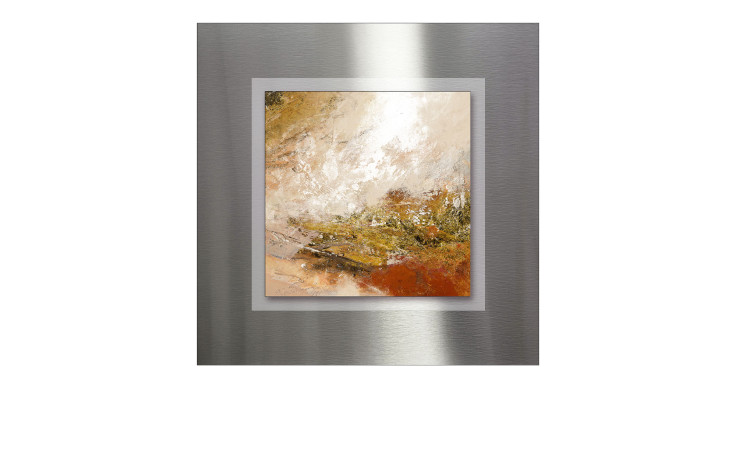 Alubild Brown-Silver-Gold 50x50 cm von Pro-Art: mehrfarbige Wanddeko in erdigen Tönen im Metallrahmen.