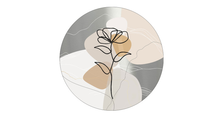 Das Pro-Art Alubild Line Art Leaves 98 cm zeigt minimalistische florale Kunst in beige, grau & schwarz-ideal Metall Wanddeko.