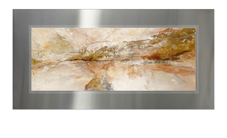 Alubild Braun-Silber-Gold 50x100 cm von Pro-Art: abstrakt in beige, braun, gold, mehrfarbig, mit silber-metallischem Rand.