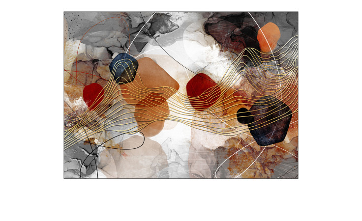 Abstrakte Alubild Linien und Formen 70x100 cm von Pro-Art; goldene Linien & marmorierte Optik, perfekt als Metallwanddeko.