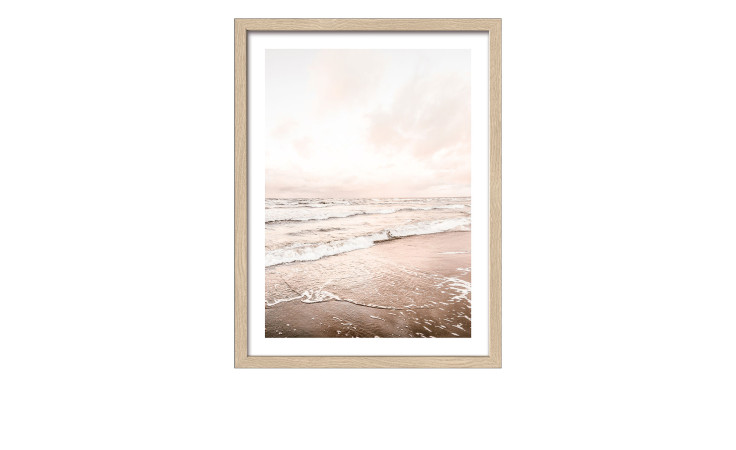 Rahmenbild Sea Mood 33 x 43 cm von Pro-Art: sanfte Meereswellen unter pastellfarbenem Himmel, Glasfront, Holzrahmen.