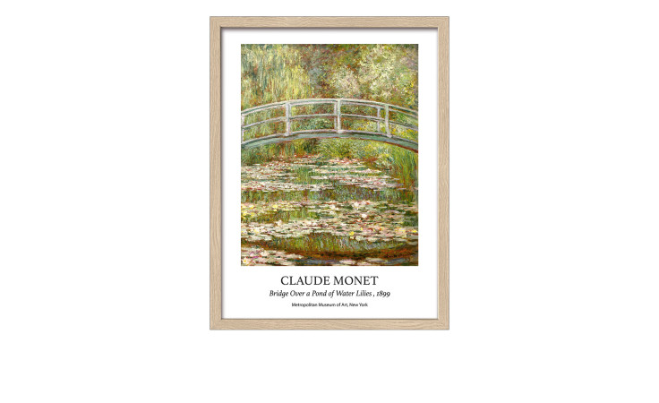 Pro-Art Rahmenbild "Monet Brücke" 33x43 cm: Mehrfarbiges Motiv mit Brücke, Teich und Seerosen.