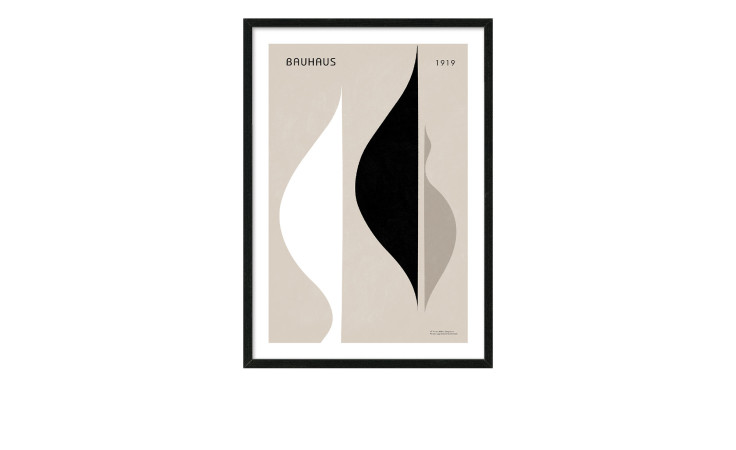 Pro-Art Rahmenbild Bauhaus 1919, 75x105 cm, abstrakte Formen, schwarzer MDF-Rahmen.