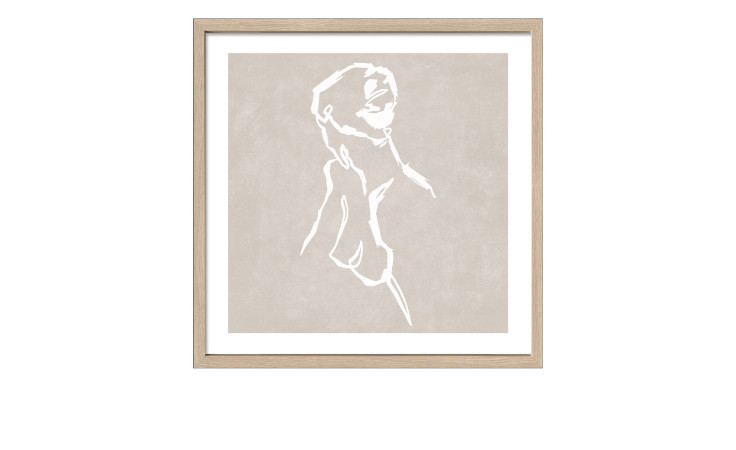 Pro-Art Rahmenbild Line Drawing Act I, 52,5x52,5cm: Minimal Face Line Art auf Beige, gerahmt in hellem MDF-Holz.