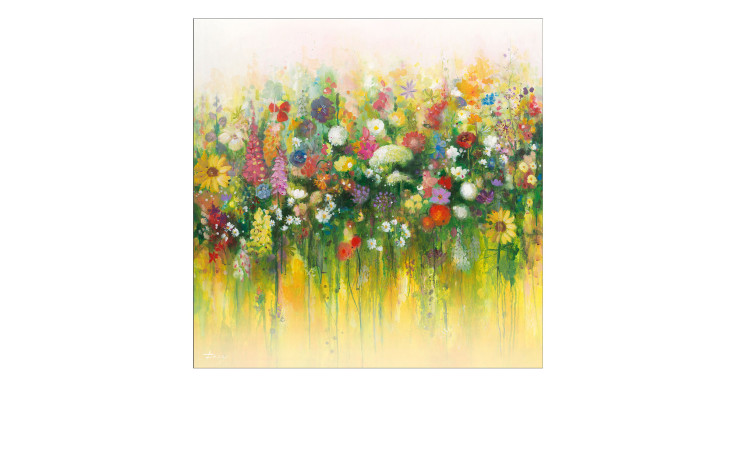 Leinwandbild Abstraction III von Pro-Art, 27x27 cm, abstrakt, mehrfarbig in Rot, Gelb, Grün & Lila.