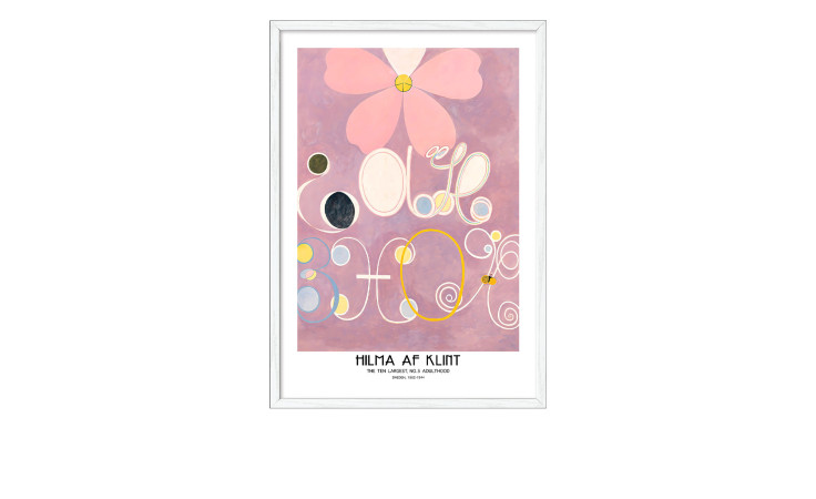 Gerahmtes abstraktes Bild "Af Klint The Ten Largest No:5" von Pro-Art, 75x105 cm, mit pastellrosa und wirbelnden Formen.