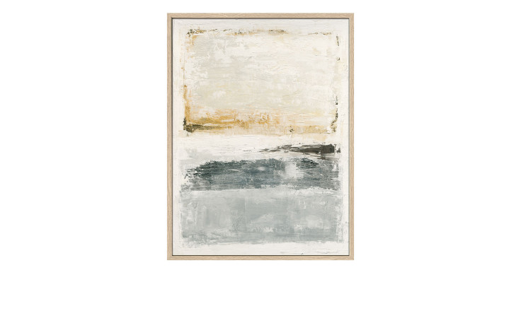 Pro-Art Handmalerei Minimal-Art III, 120x90cm: Texturierte beige, gelbe & graue Kunst in holzfarbenem MDF-Rahmen für modernes Dekor.