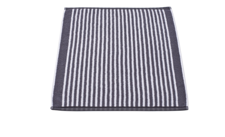 Ross Küchentuch 50 x 50 cm, weiß mit schwarzen Vertikalstreifen.