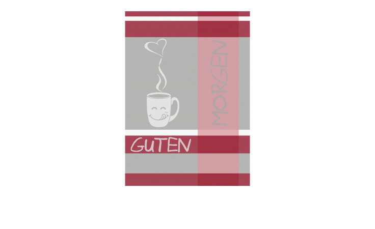 Geschirrtuch 50 x 70 cm in rot mit Aufschrift.