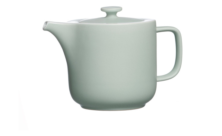 Kanne Jasper 1,4 l von Ritzenhoff & Breker in Mintgrün, mit Deckel und Henkel, auf weißem Hintergrund.