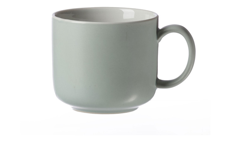 Die Kaffeetasse Jasper 240 ml von Ritzenhoff & Breker ist eine schlichte hellgraue Tasse mit einem Henkel auf weißem Grund.