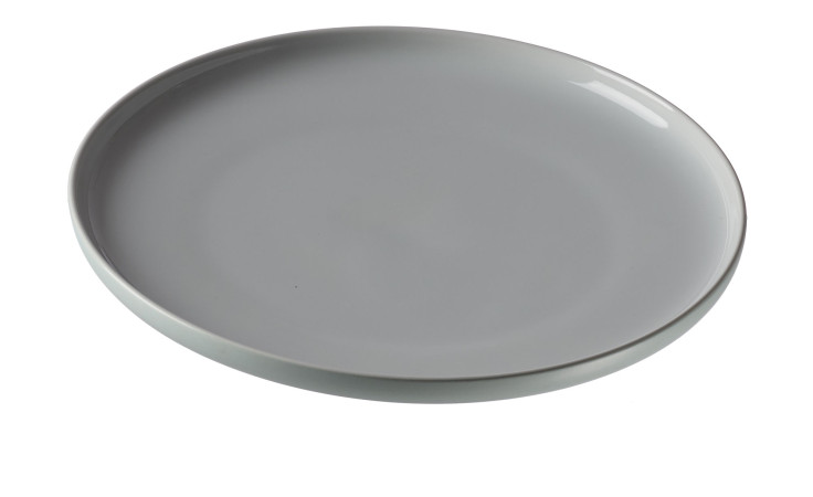 Speiseteller Jaspis 26 cm von Ritzenhoff & Breker, ein runder, hellgrauer Teller auf weißem Grund.