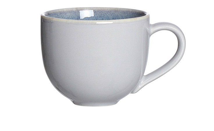 Hellgraue Kaffeetasse Skagen 220ml von Ritzenhoff & Breker mit geschwungenem Griff, abgebildet auf weißem Hintergrund.