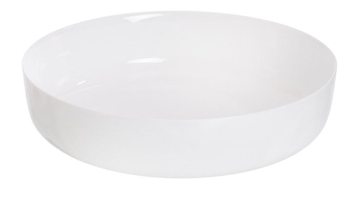 Die Ritzenhoff & Breker Schale Diwali 30 cm ist eine schlichte weiße runde Keramikschale auf weißem Grund.