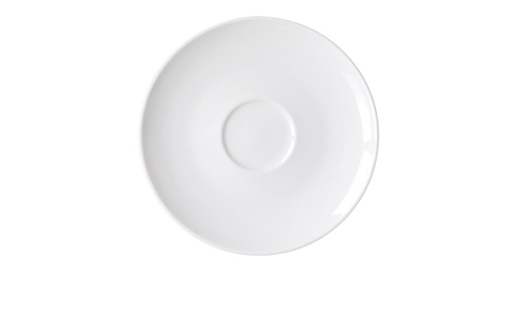 Die Espressountertasse Suomi 12 cm von Ritzenhoff & Breker in Cremeweiß ist von oben auf einem weißen Hintergrund abgebildet.