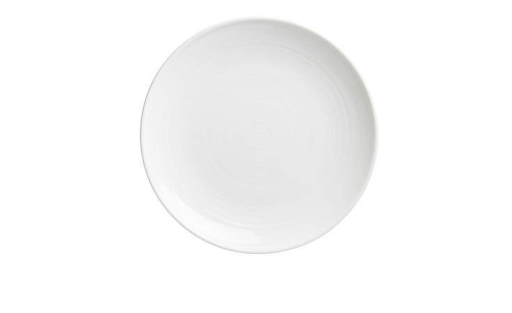 Ein runder, cremeweißer Porzellan Dessertteller Suomi 20 cm von Ritzenhoff & Breker, von oben gesehen.