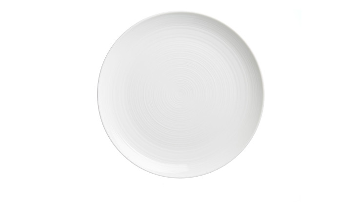 Der Ritzenhoff & Breker Speiseteller Suomi ist ein 26 cm großer, runder Porzellanteller aus Cremeweiß, der von oben auf Weiß abgebildet ist.