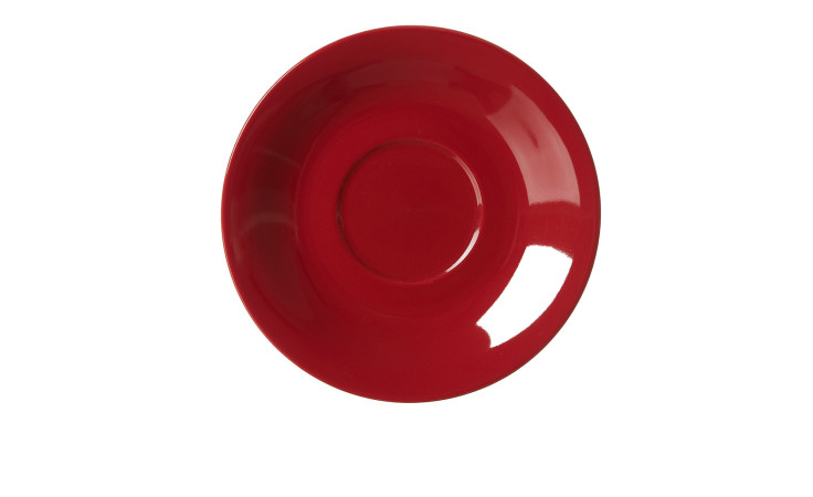 Eine glänzende Untertasse Jumbountertasse Doppio 17 cm von Ritzenhoff & Breker auf weißem Grund.