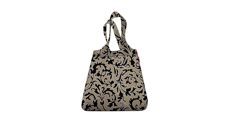 Beige Tragetasche Mini Maxi Shopper von Reisenthel in Baroque Marble, aus recyceltem Polyester mit Tragegriffen.