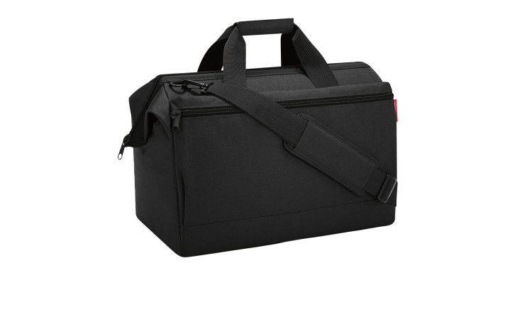 Schwarze rechteckige Reisenthel Reisetasche Allrounder L Pocket mit Tragegriffen, Reißverschlussfächern und verstellbarem Schultergurt.